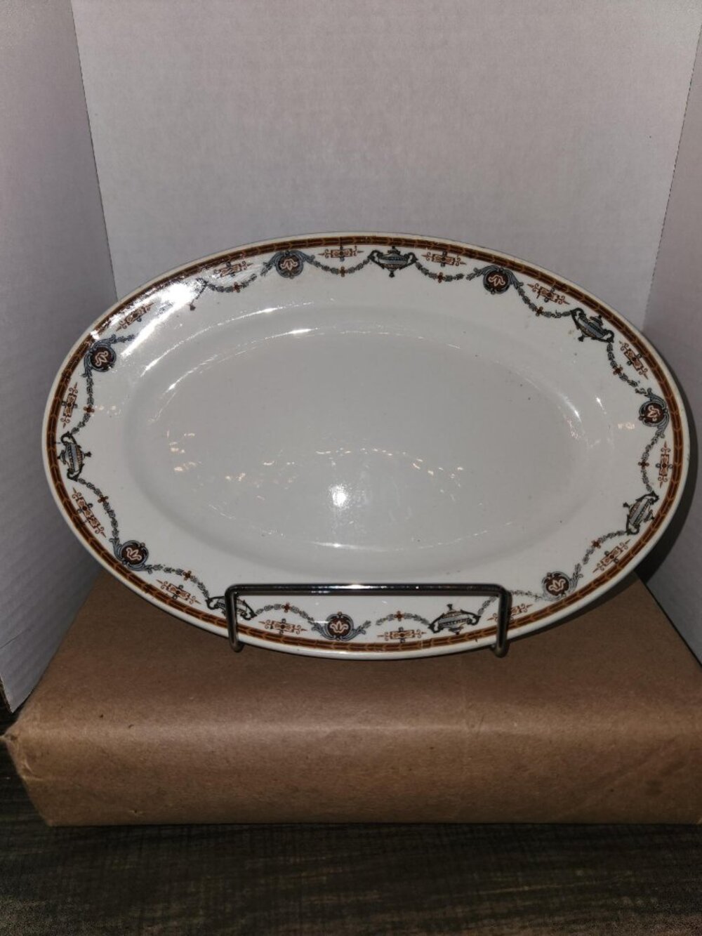 Vintage Grindley Duraline Super Vitrified Oval Serving Platter - Art Deco Urn